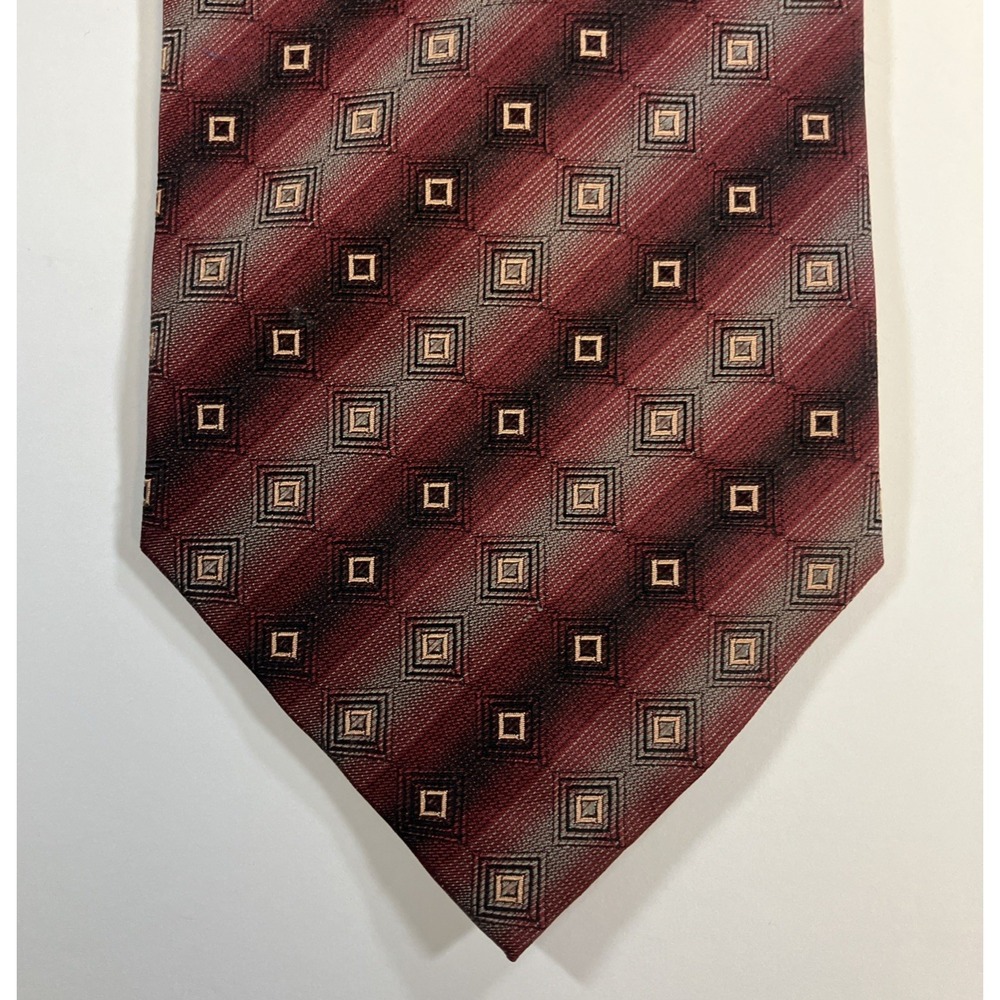 Valerio Garati Red Black Geometric Silk Tie Handmade 60.5" x‎ 3.75"